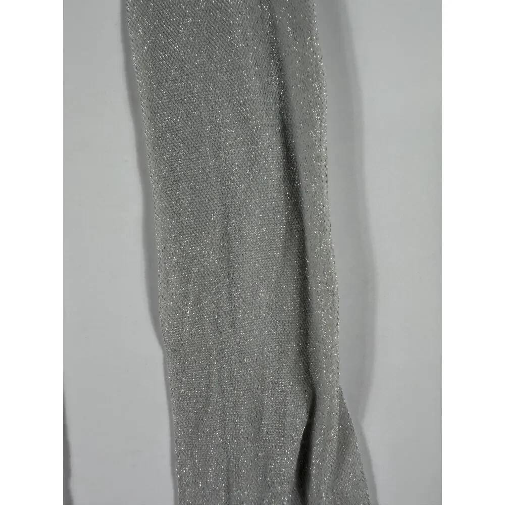Cat & Jack Girls Metallic Silver Shimmer Tights Ivory Size 12-14